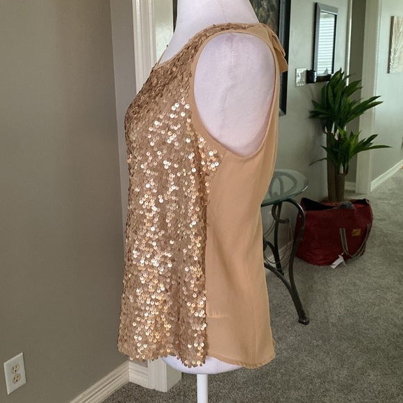 Forever 21 Juniors Gold Sleeveless Matte Sequin Tank Top size S - Picture 2 of 5
